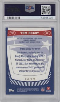 Tom Brady from the 2008 Topps Finest set graded by PSA and given an overall grade of 10.