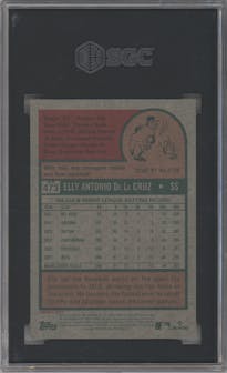 Elly De La Cruz from the 2024 Topps Heritage set featuring a Color Swap Variations parallel graded by SGC and given an overall grade of 10.