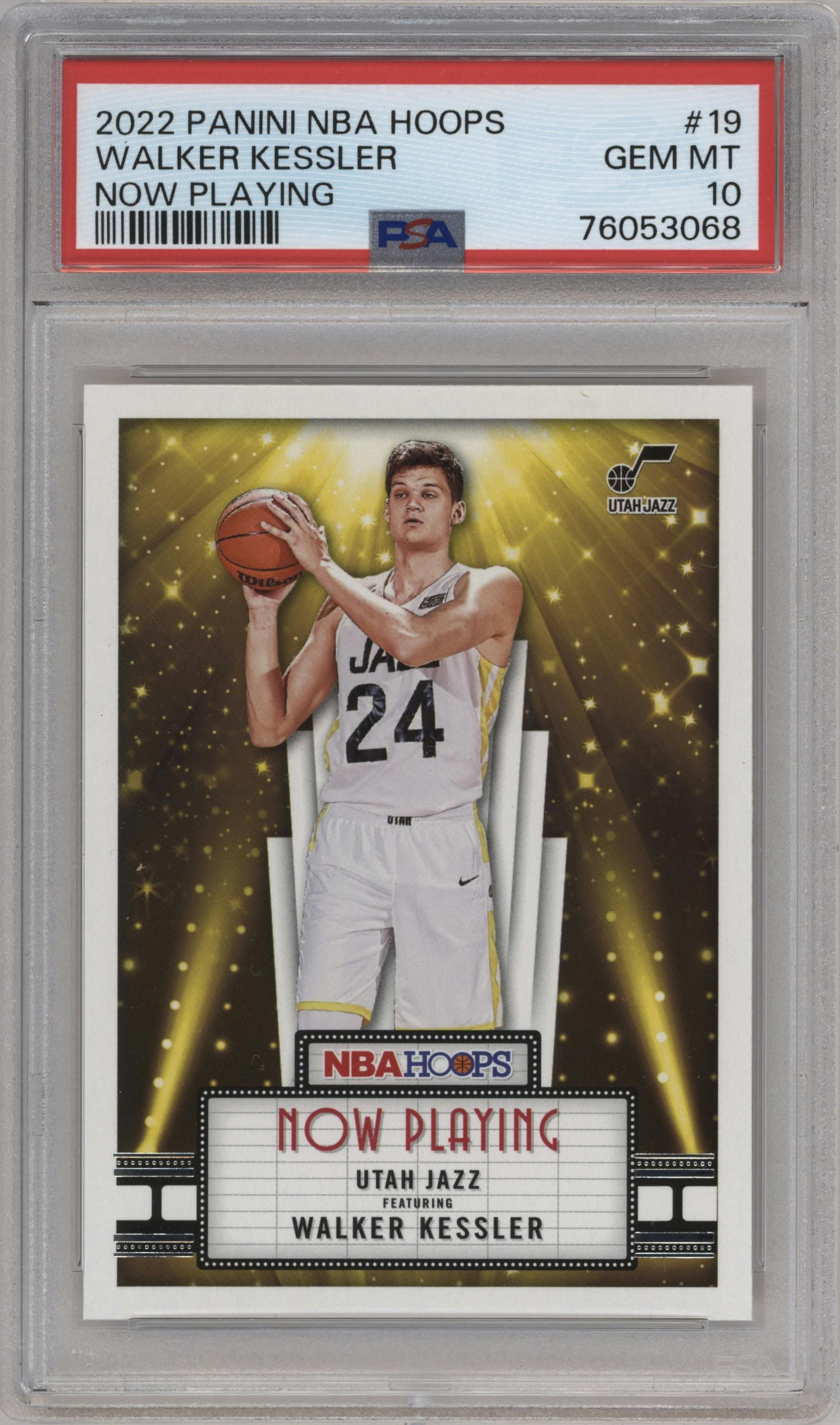 Walker Kessler from the 2022-23 Panini NBA Hoops set graded by PSA and given an overall grade of 10.