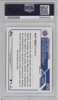 Francisco Alvarez from the 2023 Topps Update set featuring a Silver Pattern Foilboard parallel graded by PSA and given an overall grade of 10.