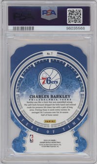 Charles Barkley from the 2023-24 Panini Crown Royale  set featuring a International Silver parallel graded by PSA and given an overall grade of 9.