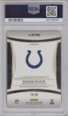 Reggie Wayne from the 2023 Panini Select set featuring a Blue Prizm parallel graded by PSA and given an overall grade of 10.