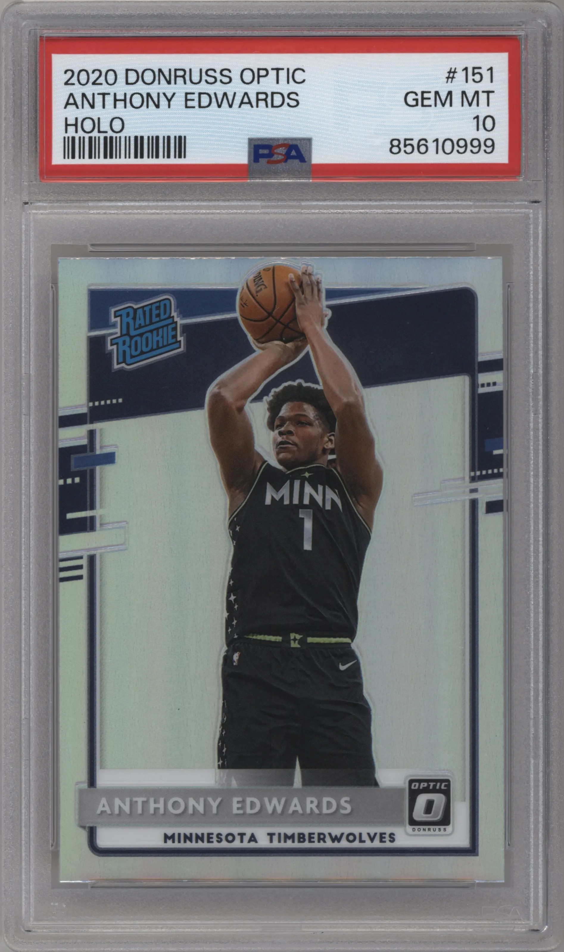 2020 Panini Donruss Optic Rated Rookie Anthony Edwards Holo #151 PSA 10