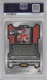 Patrick Mahomes II from the 2023 Panini Prizm set featuring a Orange Ice parallel graded by PSA and given an overall grade of 10.