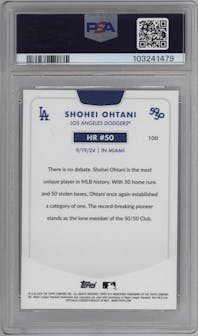 Shohei Ohtani from the 2024 Topps 50/50 set graded by PSA and given an overall grade of 10.