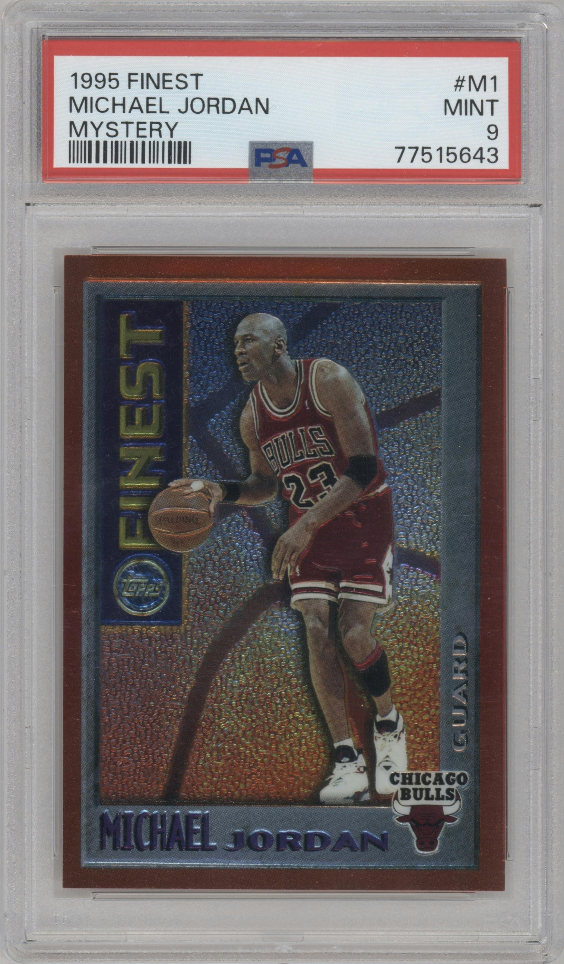 Michael Jordan from the 1995-96 Topps Finest set graded by PSA and given an overall grade of 9.