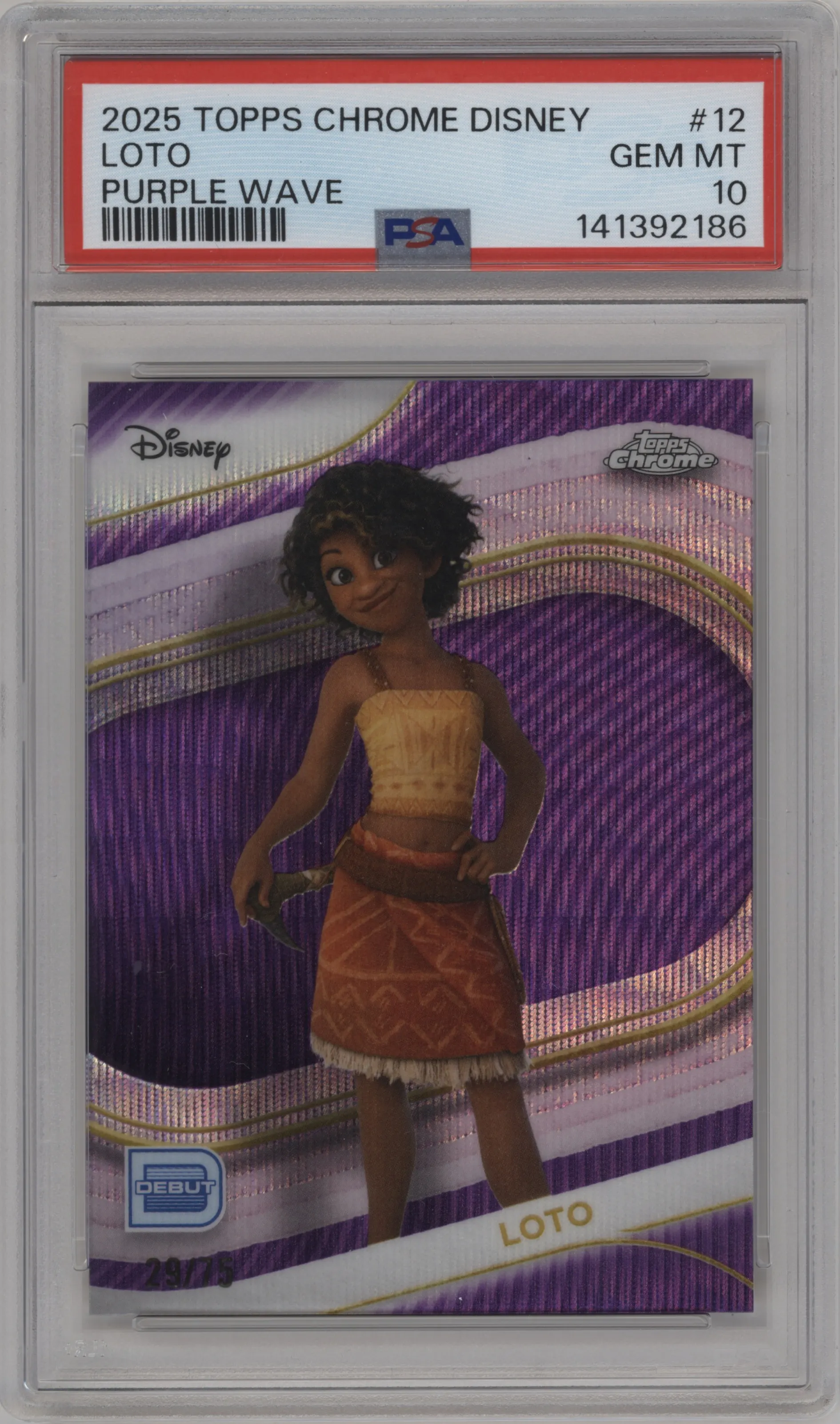 2025 Topps Chrome Disney Loto Purple Wave PSA 10