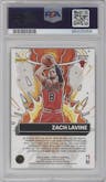 Zach LaVine from the 2022-23 Panini Donruss set featuring a Holo Laser Yellow parallel graded by PSA and given an overall grade of 10.