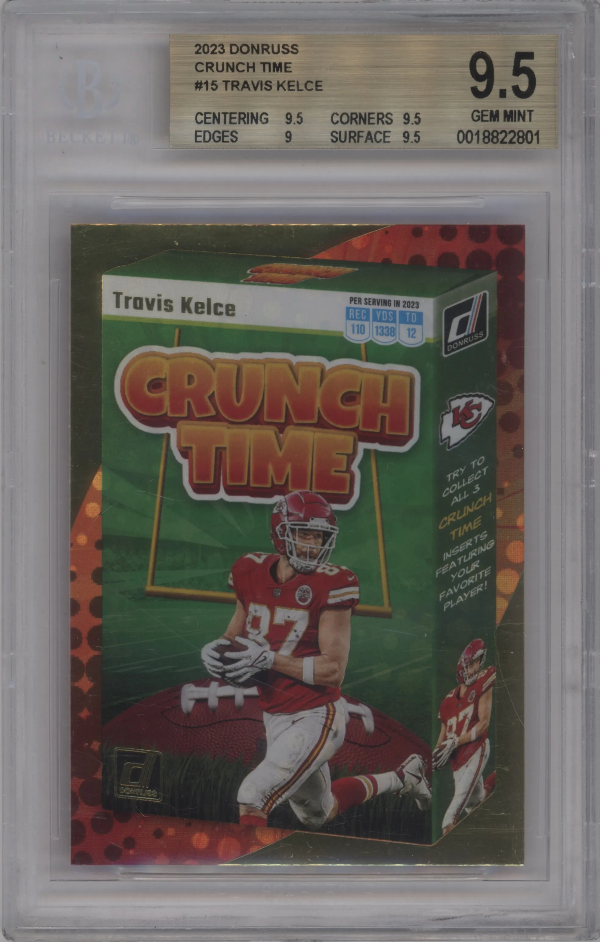 2023 Panini Donruss Crunch Time Travis Kelce BGS 9.5