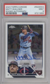 Matt Wallner from the 2023 Topps Chrome set graded by PSA and given an overall grade of 9.