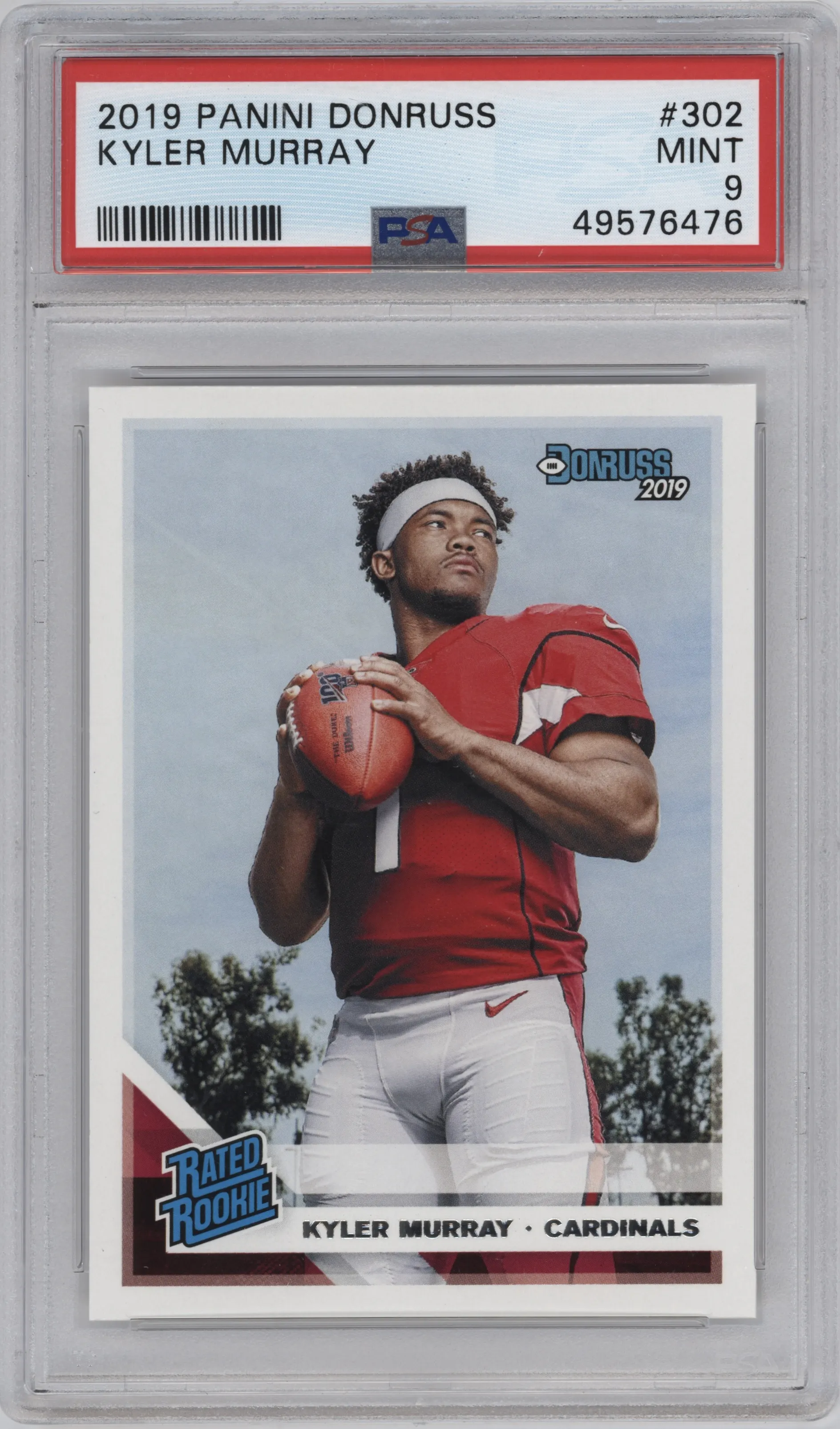 Kyler Murray from the 2019 Panini Donruss set graded by PSA and given an overall grade of 9.