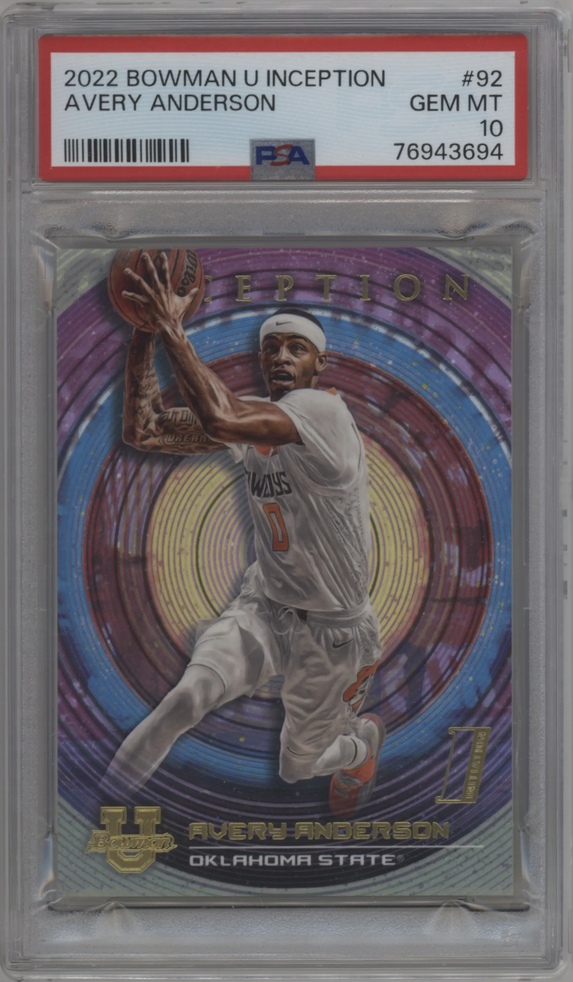 2022 Bowman University Inception Avery Anderson PSA 10