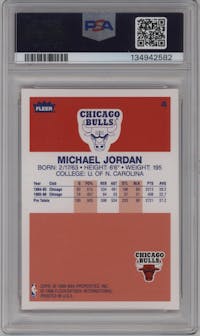 Michael Jordan from the 1996-97 Fleer set graded by PSA and given an overall grade of 10.