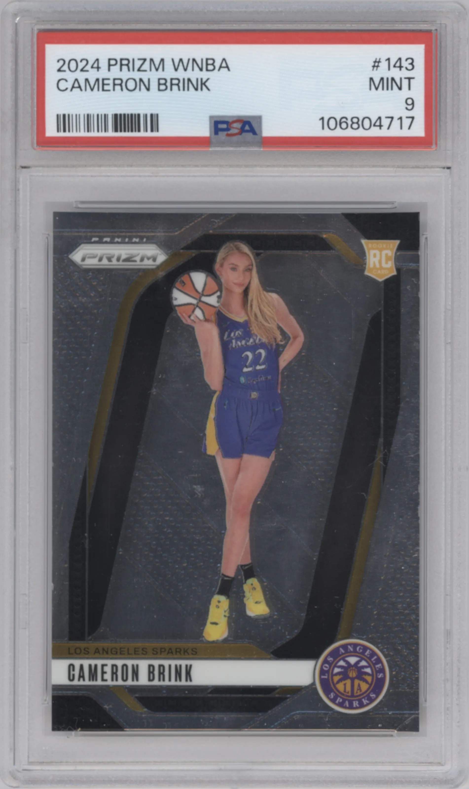 Cameron Brink from the 2024 Panini Prizm WNBA set graded by PSA and given an overall grade of 9.