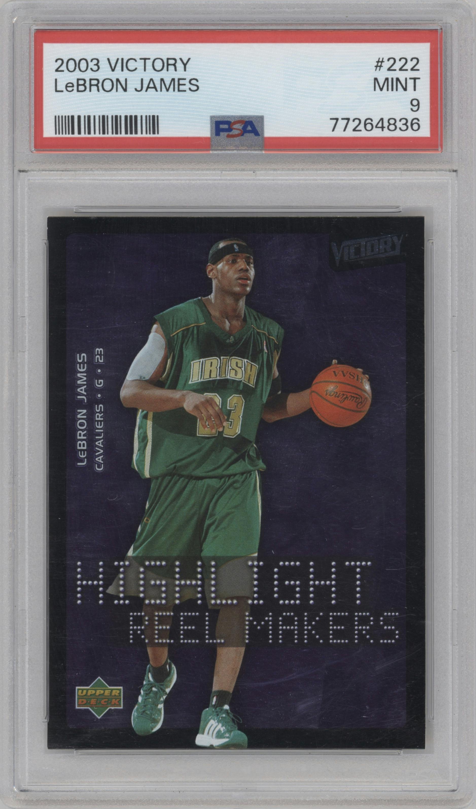 Lebron James from the 2003 Upper Deck Victory set graded by PSA and given an overall grade of 9.