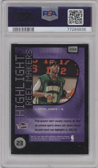 Lebron James from the 2003 Upper Deck Victory set graded by PSA and given an overall grade of 9.