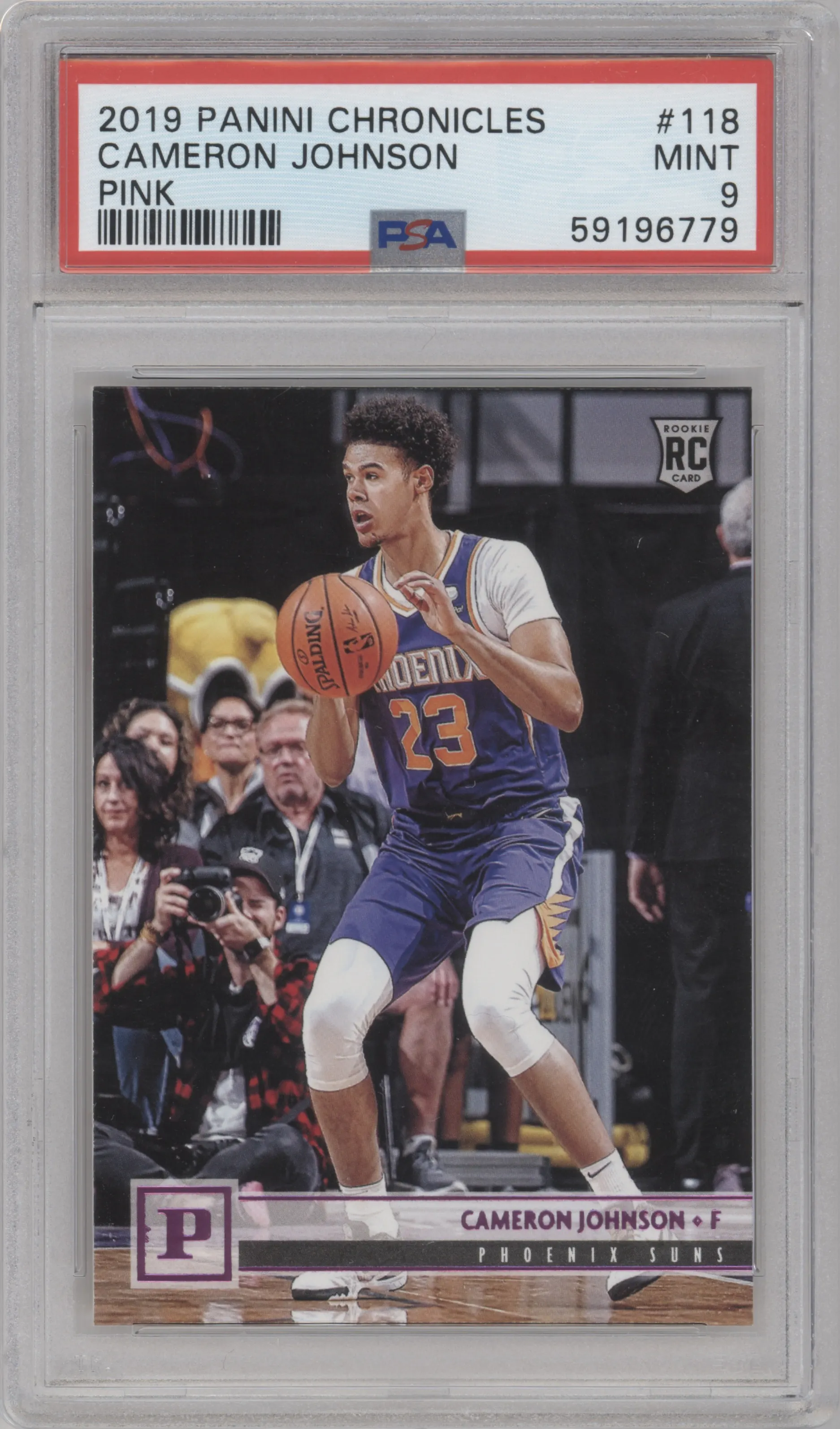 Cameron Johnson from the 2019-20 Panini Chronicles  set featuring a Pink parallel graded by PSA and given an overall grade of 9.