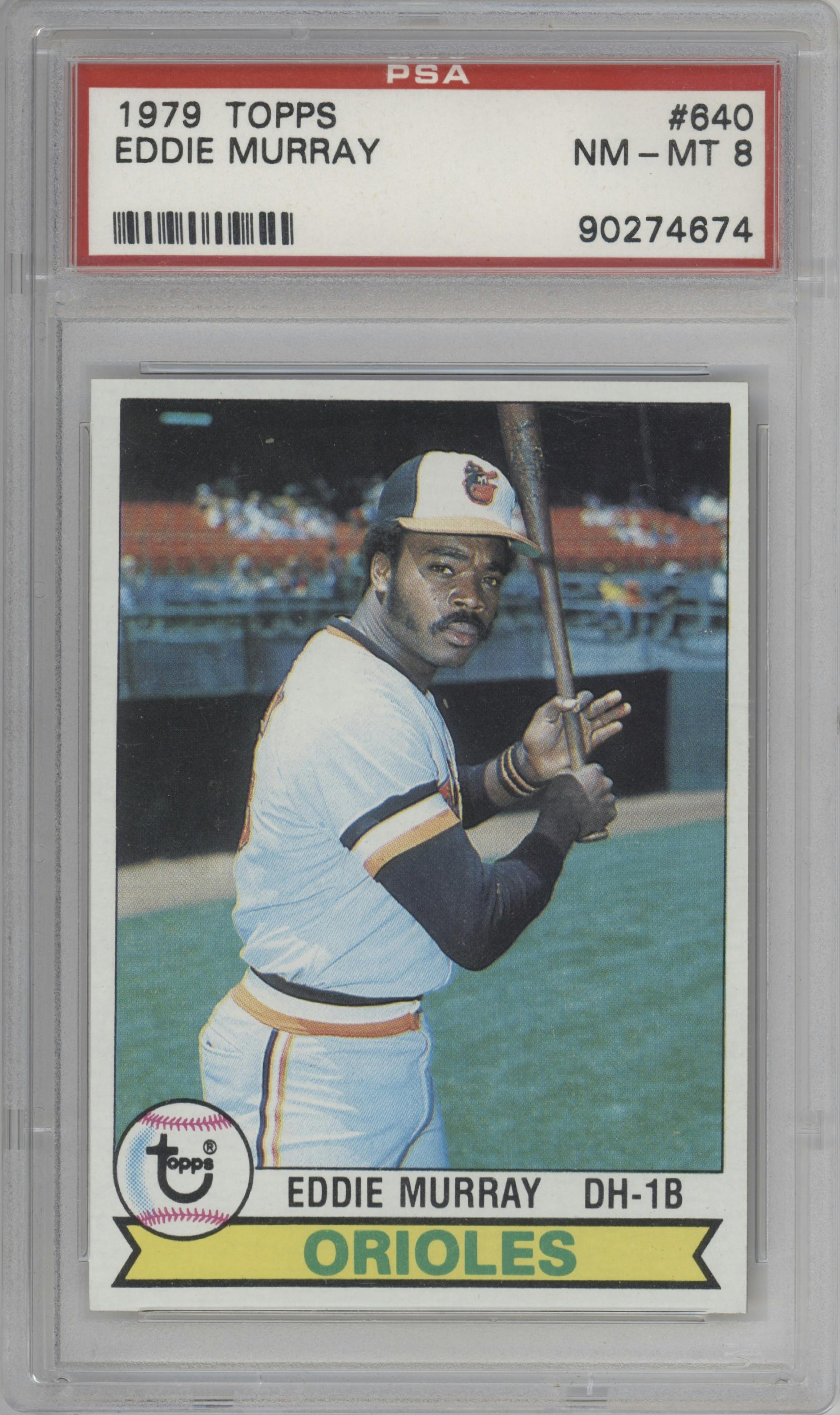 Eddie Murray from the 1979 Topps set graded by PSA and given an overall grade of 8.