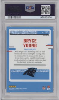 Bryce Young from the 2023 Donruss Optic set featuring a Holo parallel graded by PSA and given an overall grade of 10.