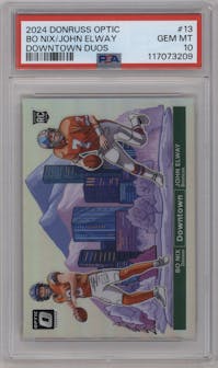 Bo Nix/John Elway from the 2024 Donruss Optic set graded by PSA and given an overall grade of 10.