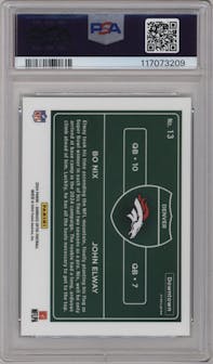 Bo Nix/John Elway from the 2024 Donruss Optic set graded by PSA and given an overall grade of 10.