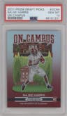 Najee Harris from the 2021 Panini Prizm Draft Picks set graded by PSA and given an overall grade of 10.