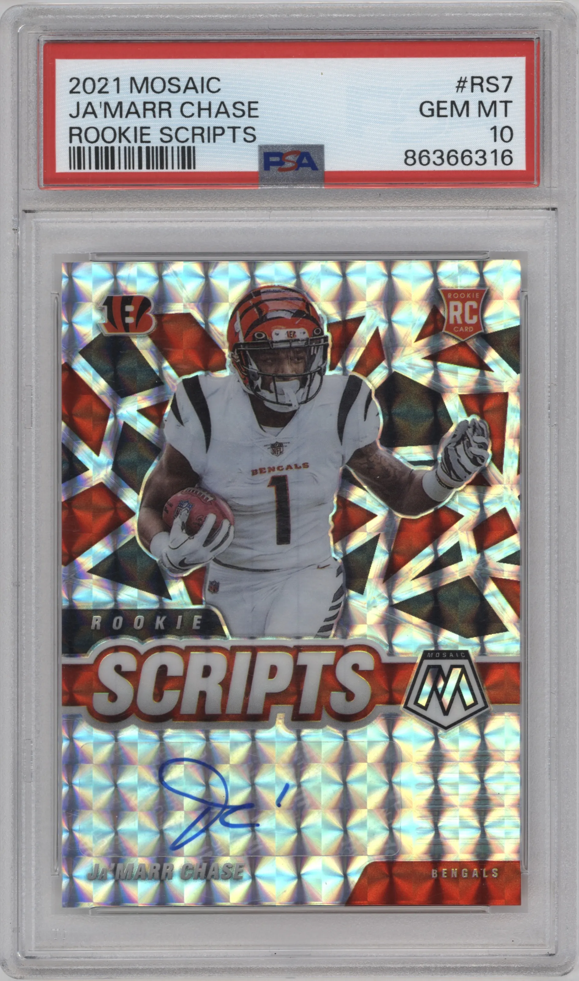 2021 Panini Mosaic Rke.Scripts Ja'Marr Chase #RS-7 PSA 10