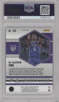 De'Aaron Fox from the 2020-21 Panini Mosaic set featuring a Genesis  parallel graded by PSA and given an overall grade of 10.