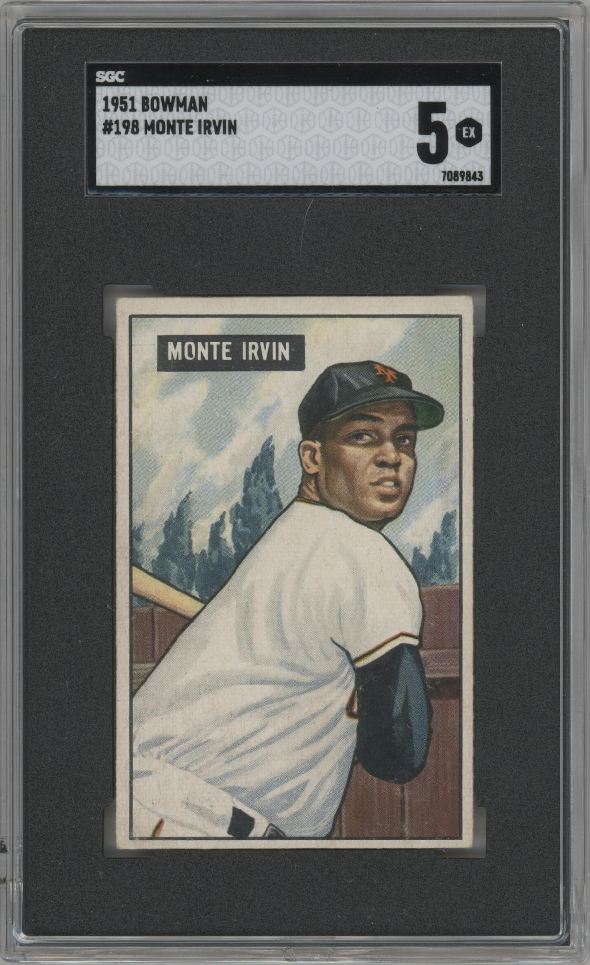 Monte Irvin from the 1951 Bowman set graded by SGC and given an overall grade of 5.