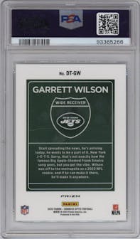 Garrett Wilson from the 2022 Panini Donruss Optic set graded by PSA and given an overall grade of 10.