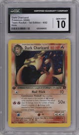 Dark Charizard from the 2000 Pokemon set graded by CSG and given an overall grade of 10.