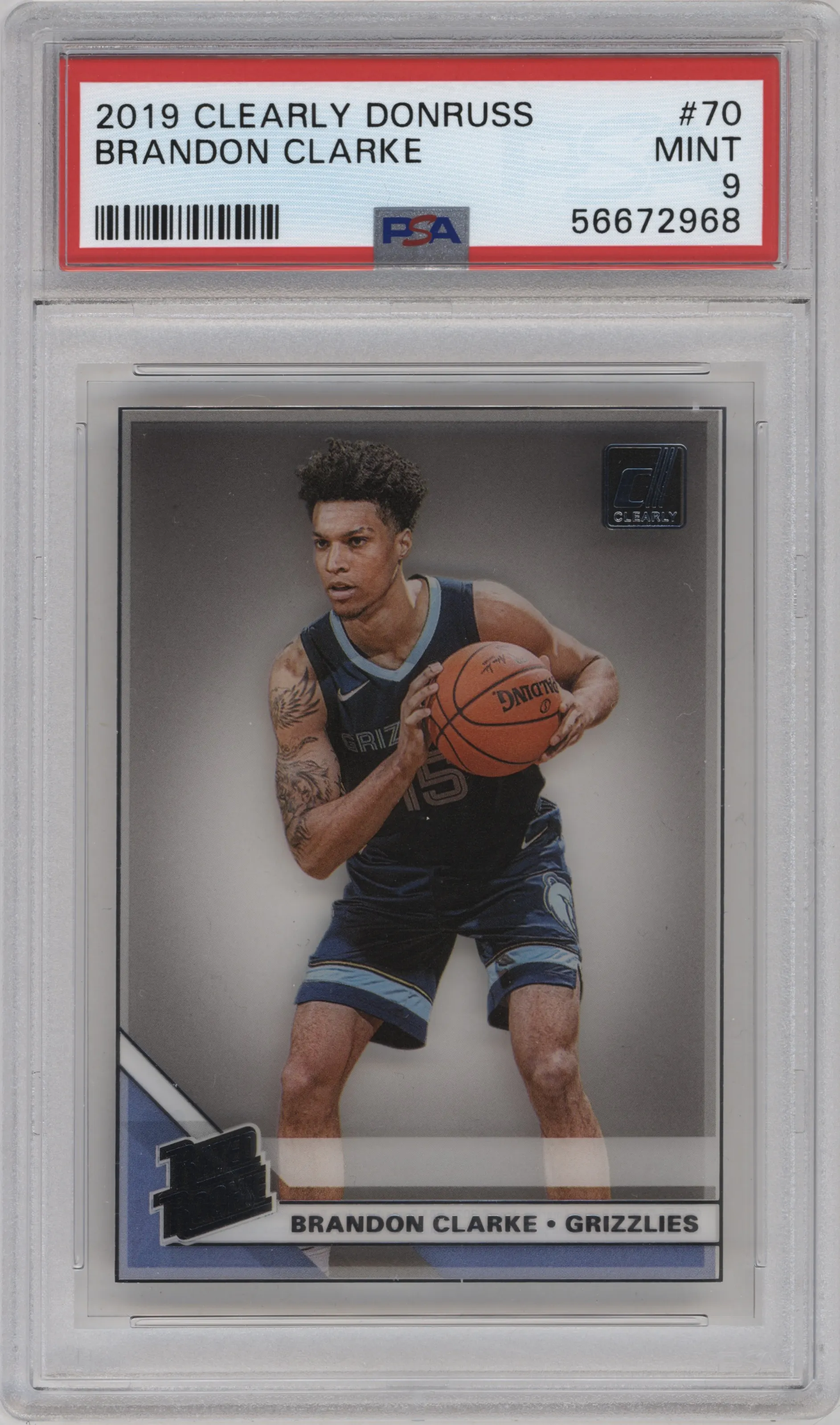2019 Panini Clearly Donruss Rated Rookie Brandon Clarke #70 PSA 9