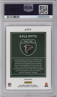 Kyle Pitts from the 2021 Panini Donruss Optic set graded by PSA and given an overall grade of 10.