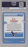 C.J. Stroud from the 2023 Donruss Optic set featuring a Holo parallel graded by PSA and given an overall grade of 9.