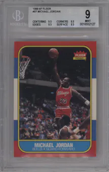 Michael Jordan from the 1986-87 Fleer set graded by Beckett and given an overall grade of 9.
