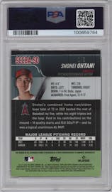 Shohei Ohtani from the 2022 Stadium Club Chrome set featuring a Red Refractor parallel graded by PSA and given an overall grade of 10.