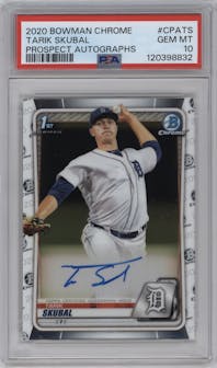 Tarik Skubal  from the 2020 Bowman Chrome set graded by PSA and given an overall grade of 10.