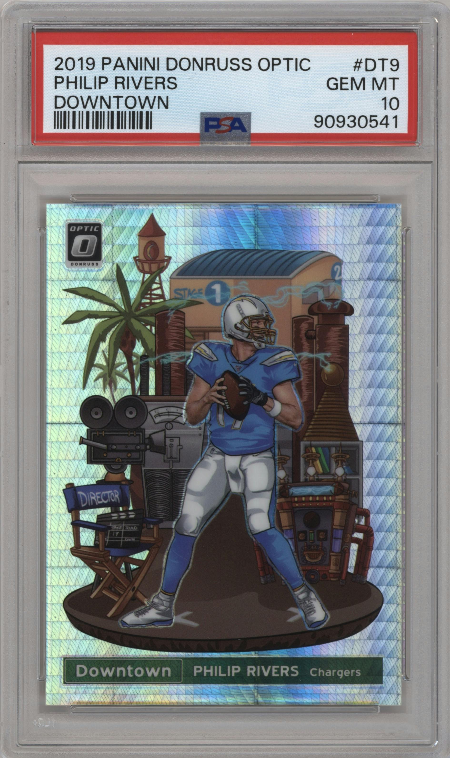 Philip Rivers from the 2019 Panini Donruss Optic set graded by PSA and given an overall grade of 10.