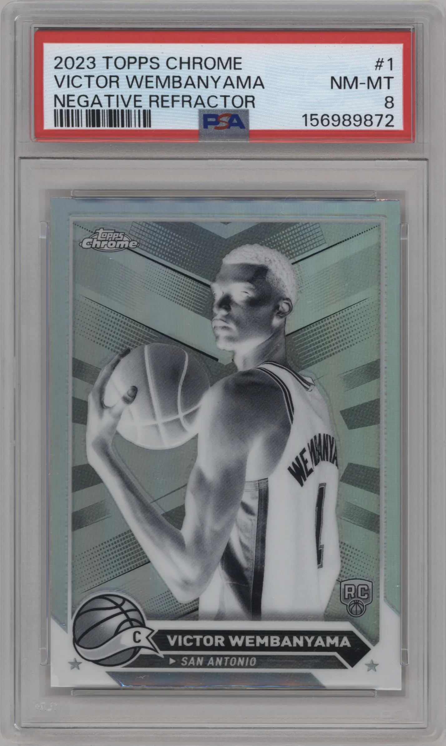 2023 Topps Chrome Victor Wembanyama Negative Refractor #1 PSA 8