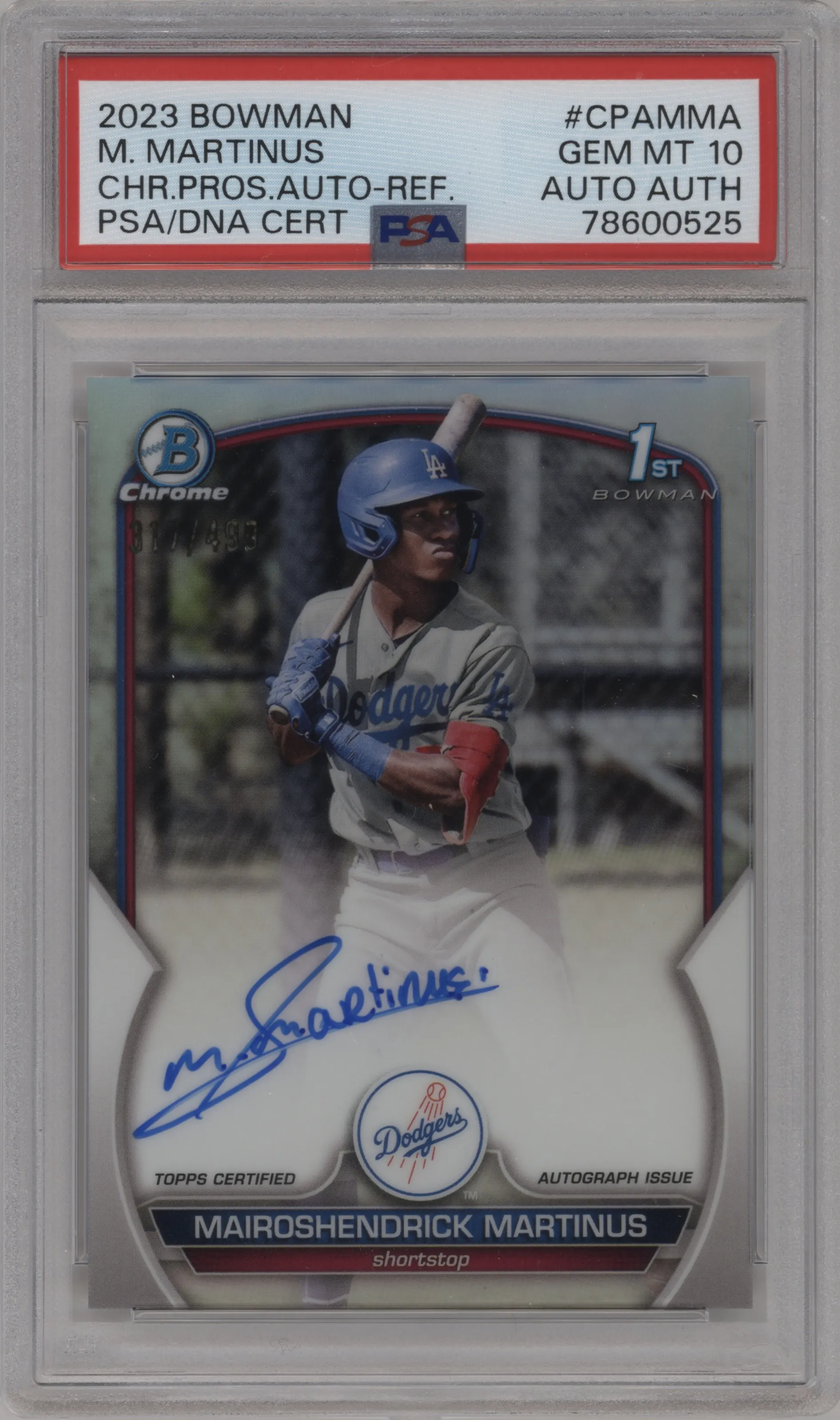 2023 Bowman Chr.Pros.Auto Mairoshendrick Martinus Refractor PSA 10