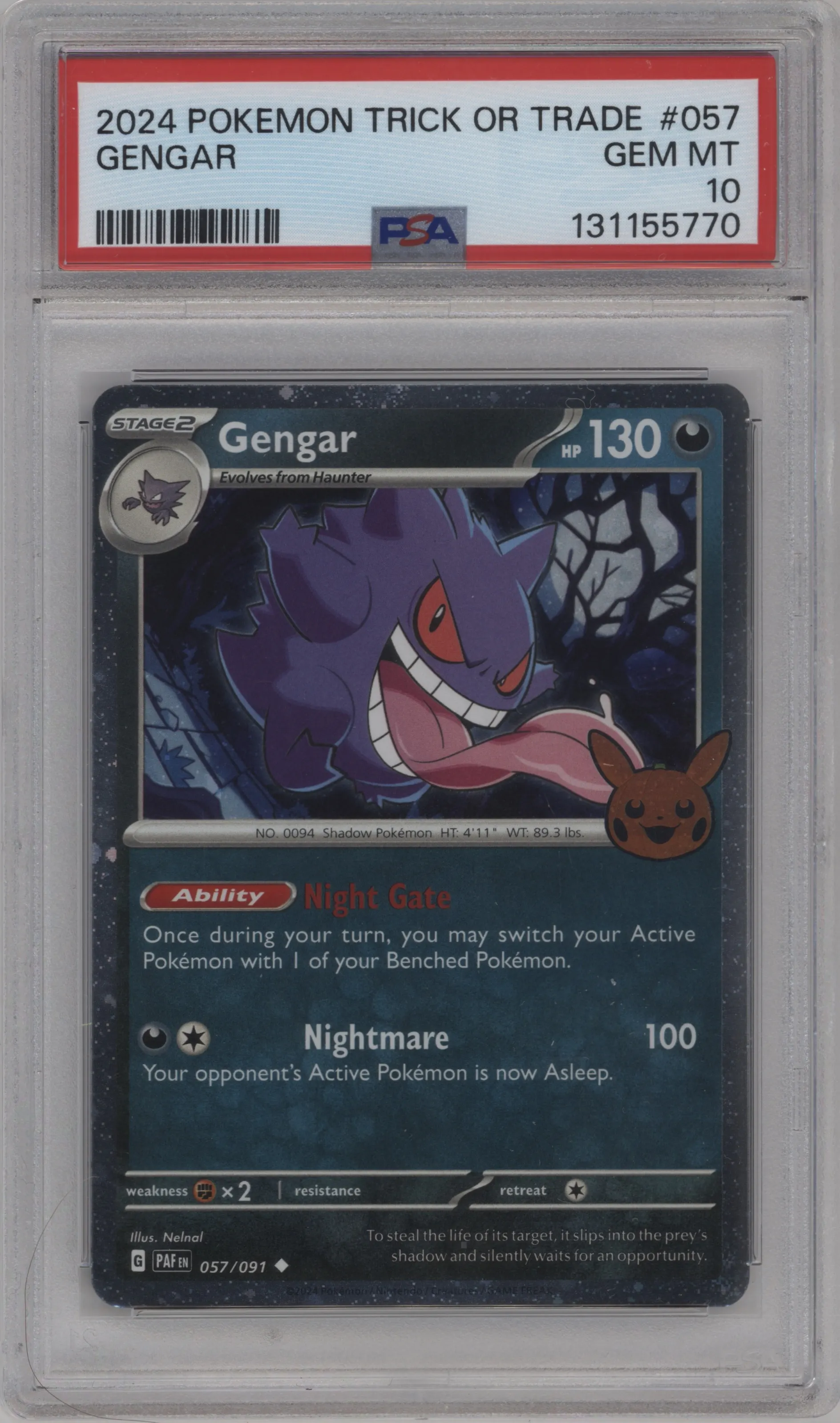 2024 Pokemon SV Trick or Trade Gengar Paldean Fates #057 PSA 10