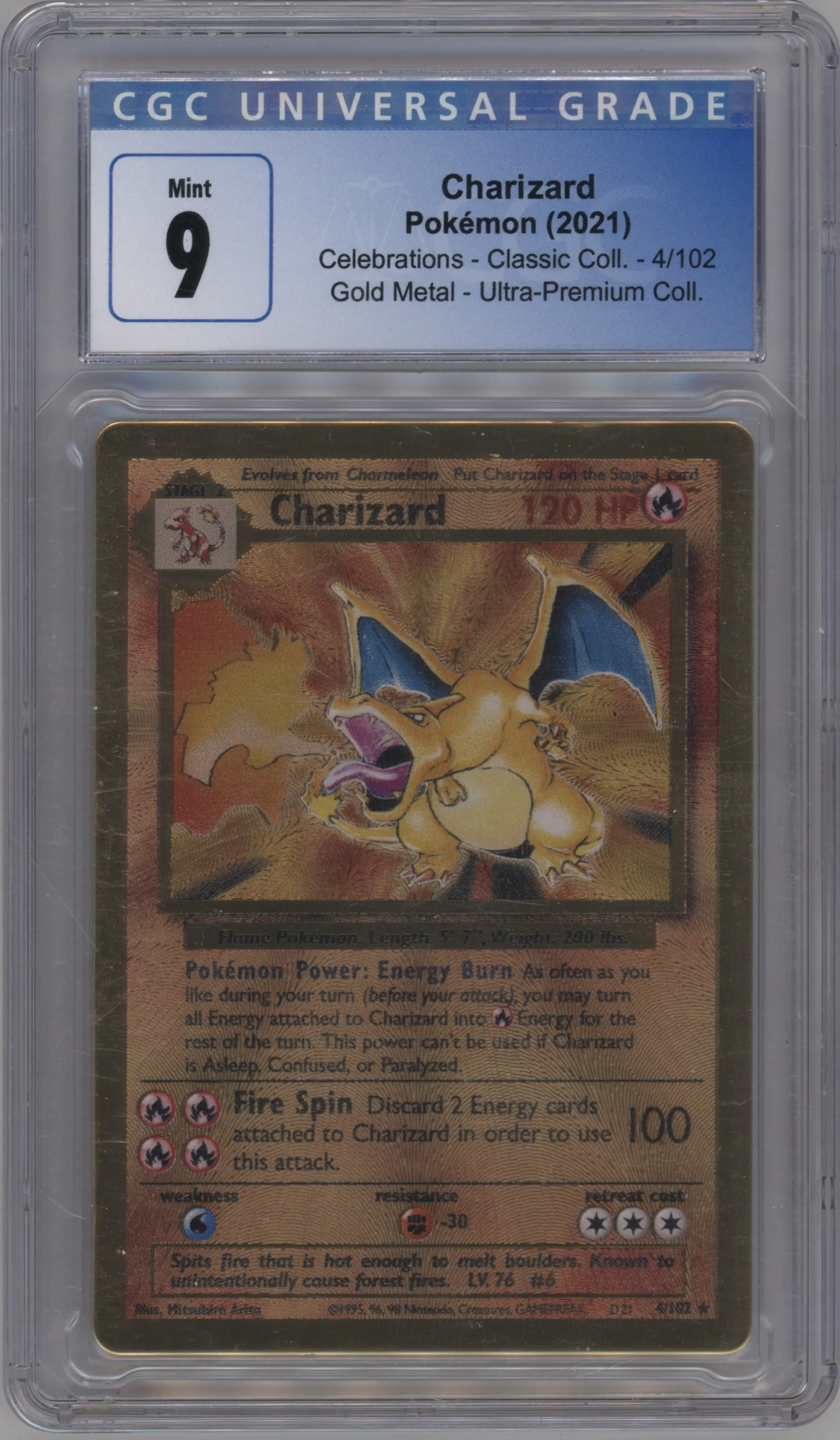 2021 Pokemon SWSH Celeb. Ultra PC Charizard CGC 9