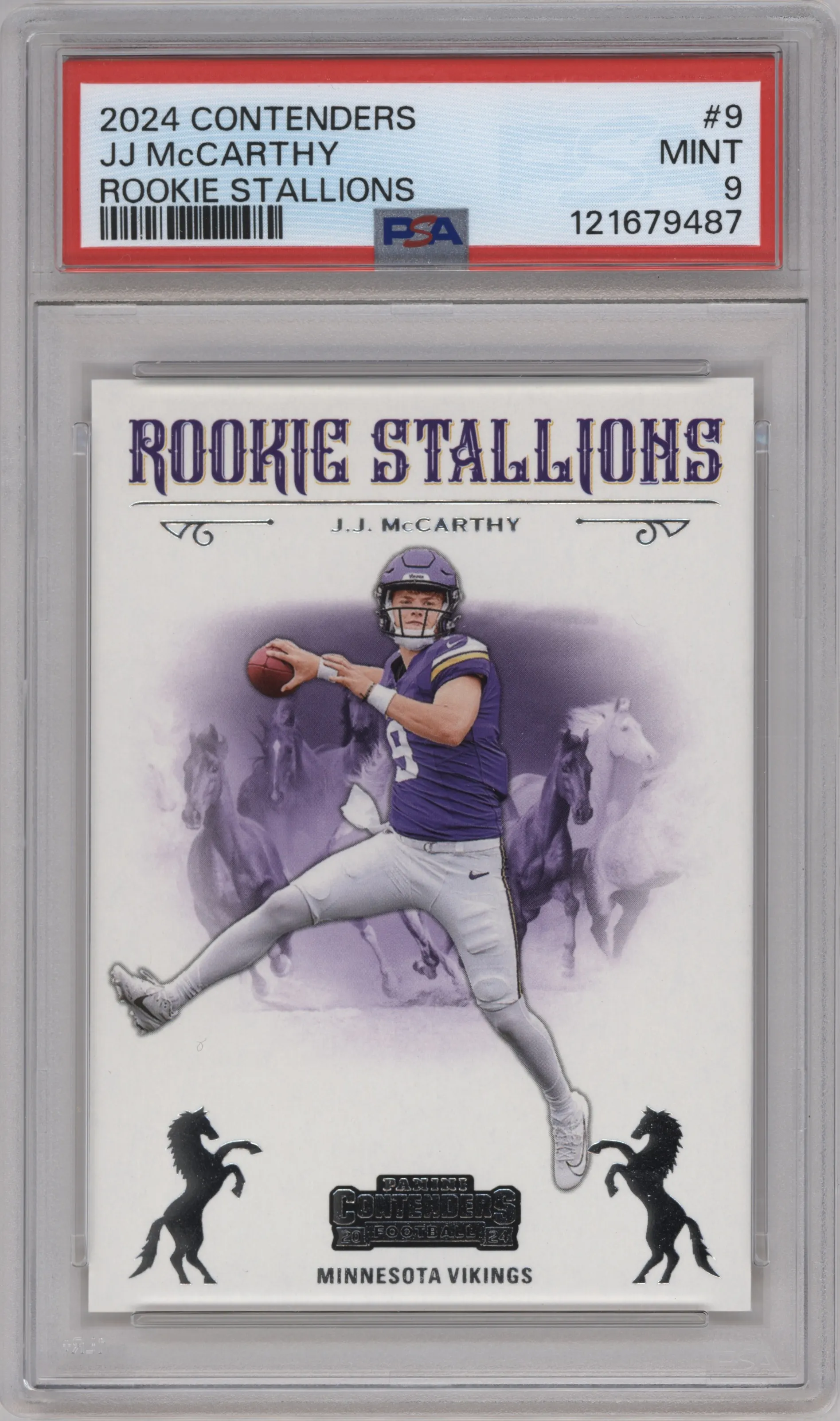 2024 Panini Contenders Rookie Stallions J.J. McCarthy #9 PSA 9