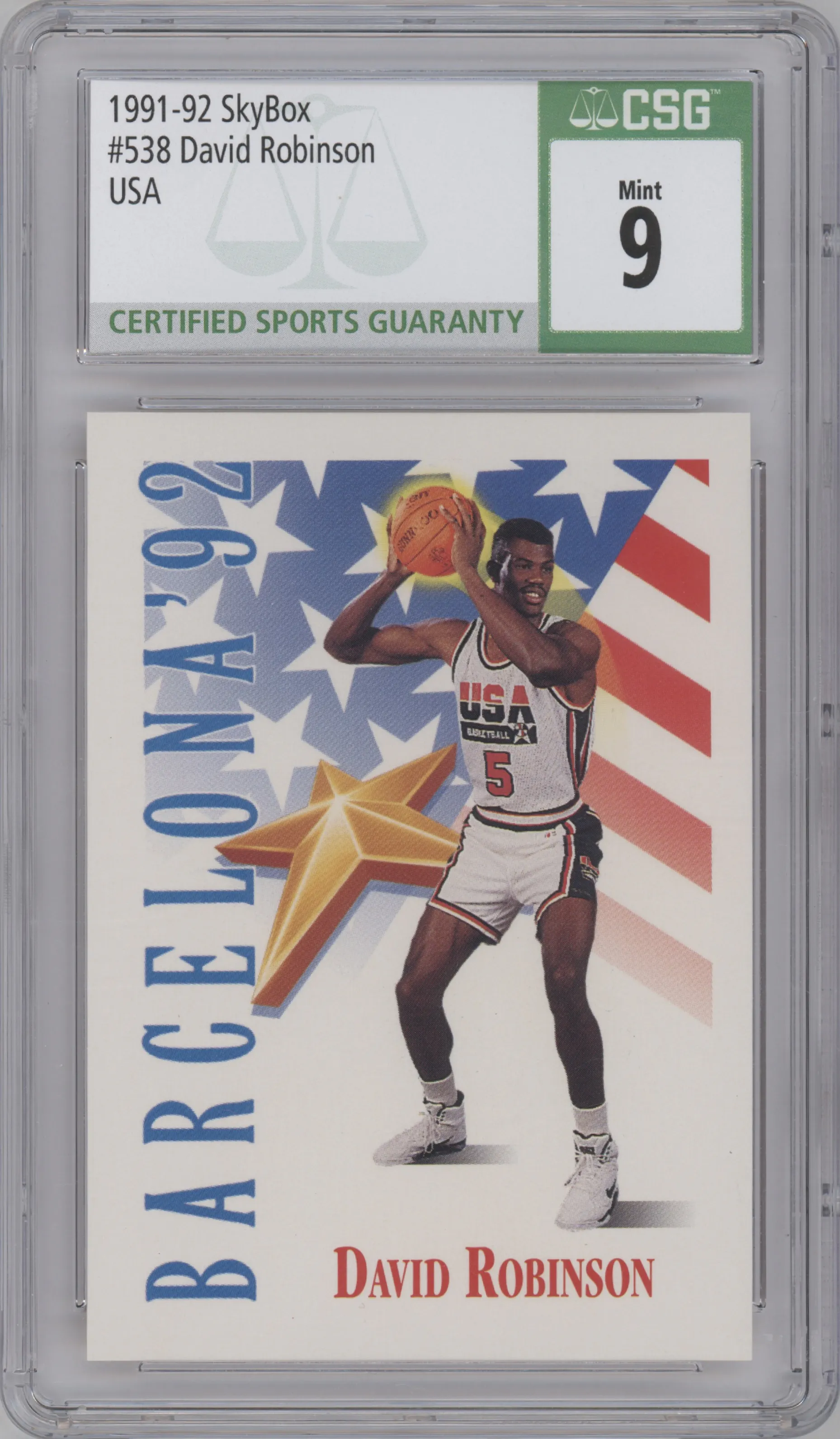 1991 Skybox David Robinson #538 CGC 9