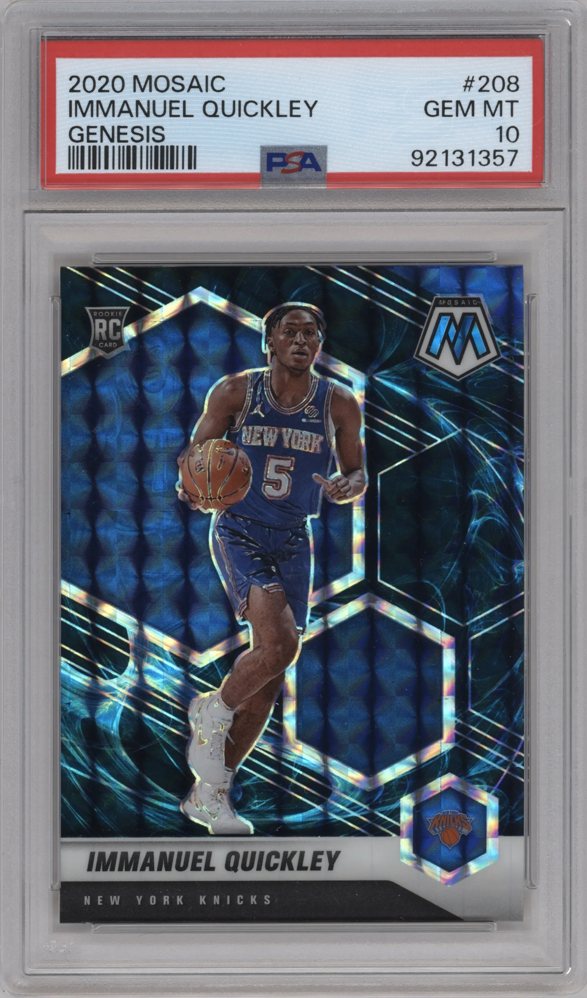 2020 Panini Mosaic Immanuel Quickley Genesis #208 PSA 10