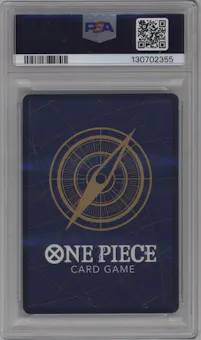 Monkey.D.Luffy from the 2025 One Piece set featuring a 3rd Anniversary Silver parallel graded by PSA and given an overall grade of 9.