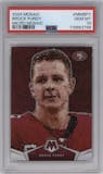 Brock Purdy from the 2024 Panini Mosaic set graded by PSA and given an overall grade of 10.