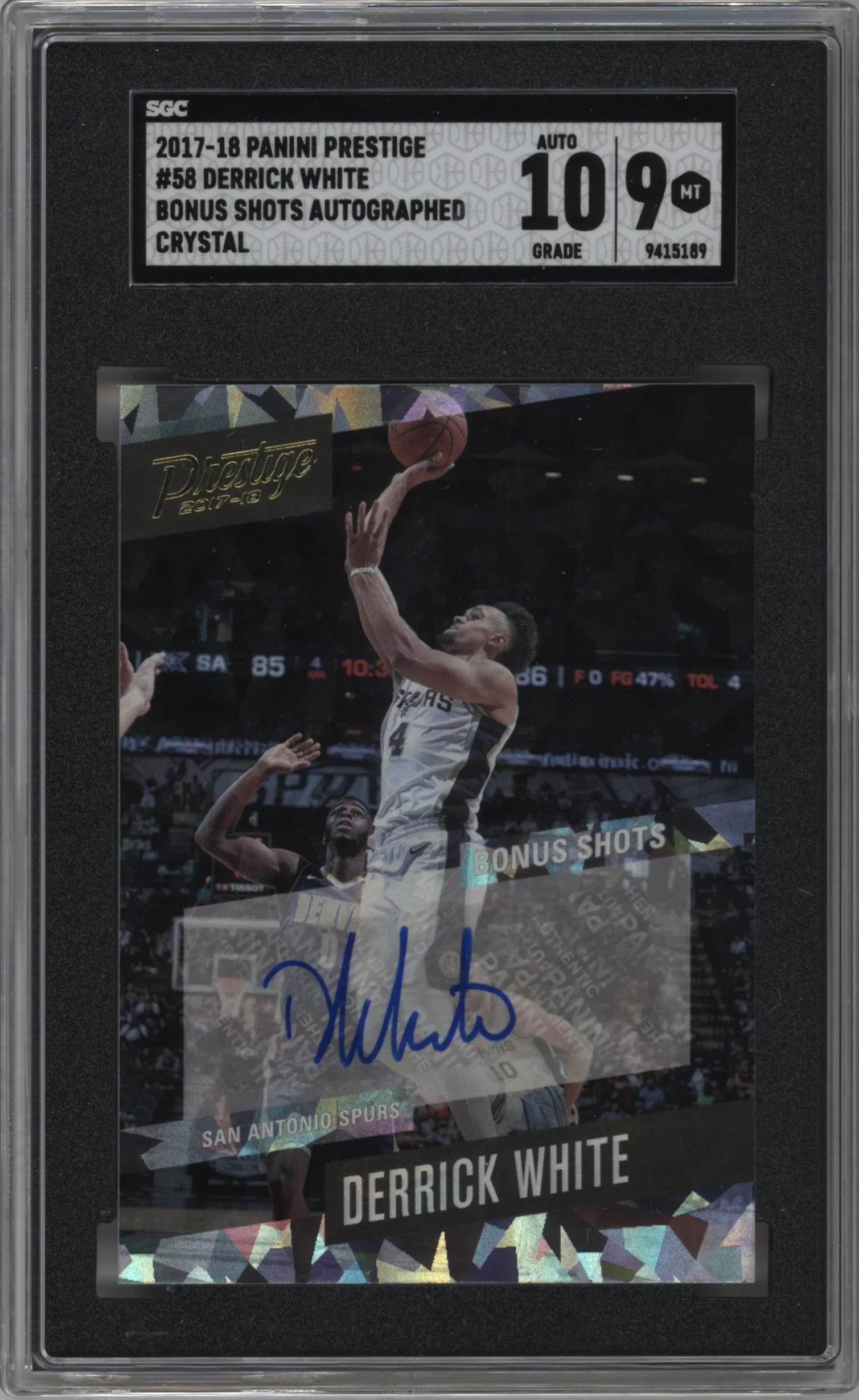 2017 Panini Prestige Bonus Shots Sig. Derrick White Crystal SGC 9