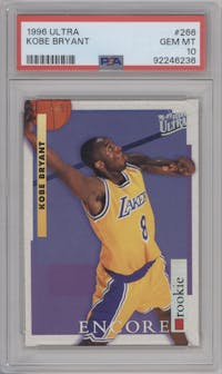 Kobe Bryant from the 1996-97 Fleer Ultra set graded by PSA and given an overall grade of 10.