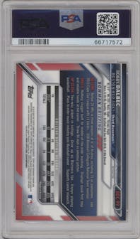 Bobby Dalbec from the 2016 Bowman Draft set featuring a Refractor parallel graded by PSA and given an overall grade of 9.